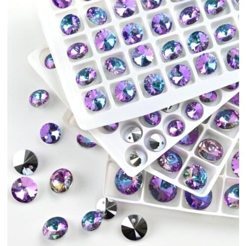 2020 new color Round Rivoli Pendant high quality Glass Crystal Rhinestones pointback Glass Stone Wedding Dress/shoes Accessories