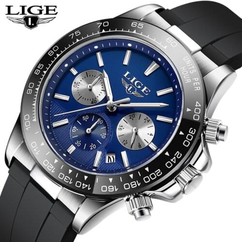 2021 LIGE Top Brand Luxury Sports Men Quartz Wristwatch Mens Watches Silicone Strap Waterproof Watch For Men Relogio Masculino