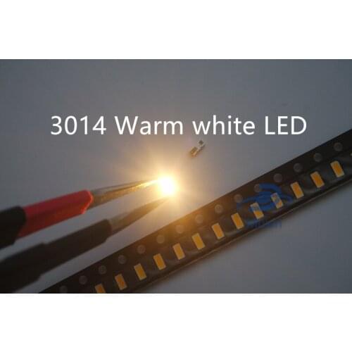 3014 SMD LED 500pcs Chip Warm White Ultra Bright 0.1W 10-12LM 30mA 3V Surface Mount Chip Light Emitting Diode Lamp SMD LED Bead