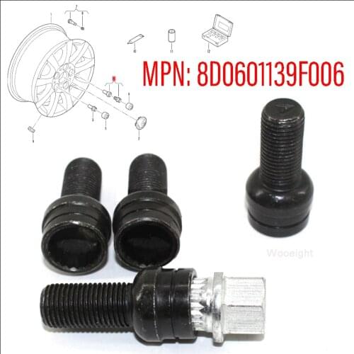 4+1 Set M14*1.5mm Anti-theft Steel Wheels Screw Bolt Key Lock Lug Nut Set 8D0601139F006 Fit For VW Golf Jetta Passat/Audi Skoda