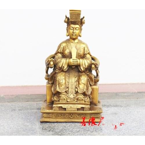40CM huge HOME House efficacious Talisman Protection Meizhou Mazu Goddess Matsu Goddess of the Sea FENG SHUI brass art statue