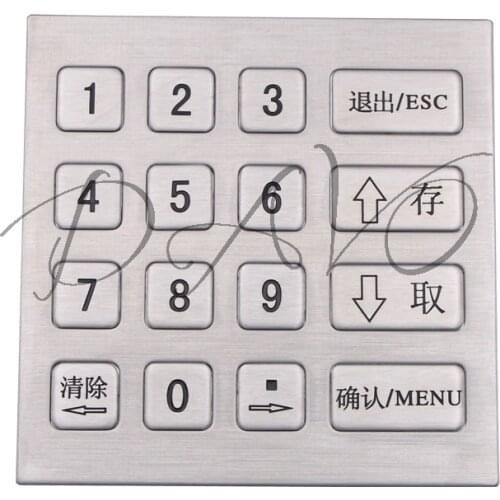 4x4 Metal Matrix Keypad IP65 Stainless Steel Industrial Keyboard USB Numeric Keyboard Silicone Waterproof