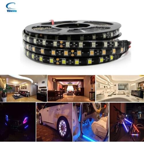 5050 SMD 60leds/m Black PCB LED Strip Light Waterproof DC 12V Led Stripe Flexible Tape Lights Neon Ribbon RGBW RGB white