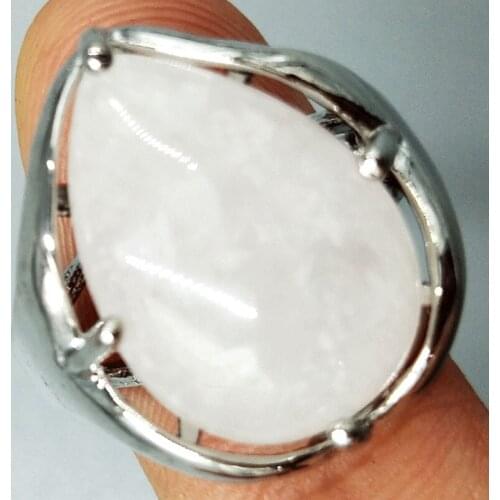 Free Shipping Women Fashion Jewelry 18x20MM Howlite Water Drop Women Men Bead Ring 6.5~12" US Adjust C5238