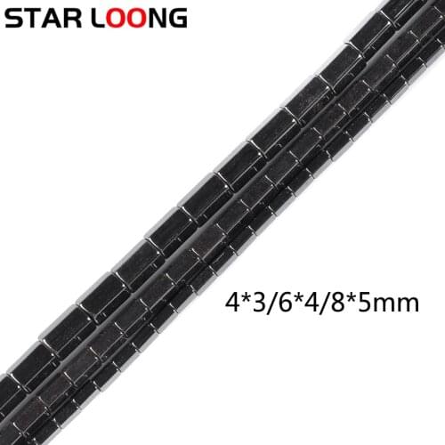 AAA Free shipping Black Hematite beads Bamboo shap Natural Stone 4/6/8mm Loose bead For DIY Jewelry bracelet Making Accessories