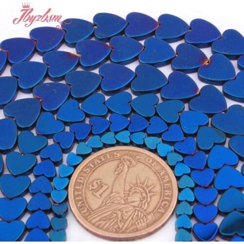 Heart Hematite Beads Flat Blue Hematite Natural Stone Spacer Beads For DIY Accessories Necklace Bracelets Jewelry Making 15"