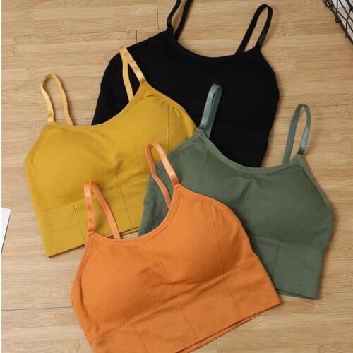 Padded Bra for Women Sexy Crop Tops Vest Wire Free Bustier Beach Lingerie Lady Summer U Neck Tank Tops Black/White Intimates