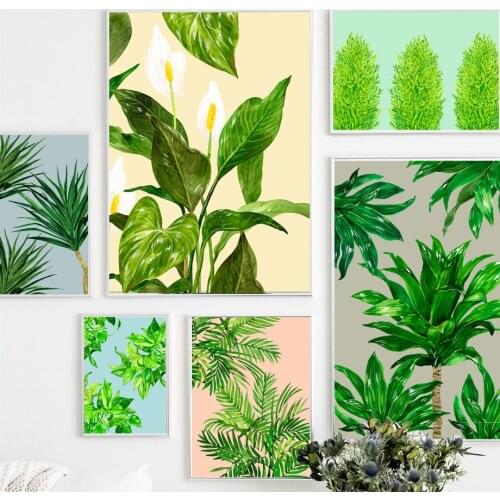 Magnolia Flower Green Tropical Leaf Wall Art Canvas Painting Nordic Posters And Prints Wall Pictures For Living Room Home Decor