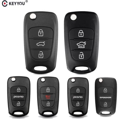 Dandkey 10pcs For Kia K2 K5 Rio 3 Picanto Ceed Cerato Sportage Flip Remote Car Key Case Replacement 3 Button Blank Key Shell