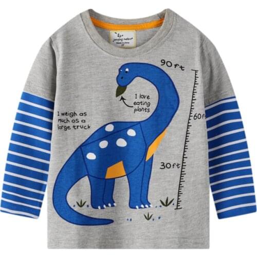 Jumping Meters 2-7T Boys Girls Cotton T shirts Dinosaurs Print Cute Baby Long Sleeve Clothing Animals Tees Toddler Tops