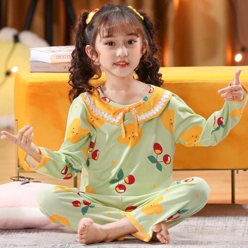 New Kids Pijama Nightwear Cartoon Printed Childrens Pajamas Set Autumn Long Sleeve Girl Homewear Tracksuit 3-12yrs Clothes Suit