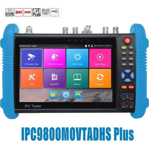 DHL Free 9800 Plus 7inch IP Camera Tester H.265 4K 8MP TVI CVI AHD SDI CVBS IPC CCTV Monitor with cable tracer/TDR/Multimeter