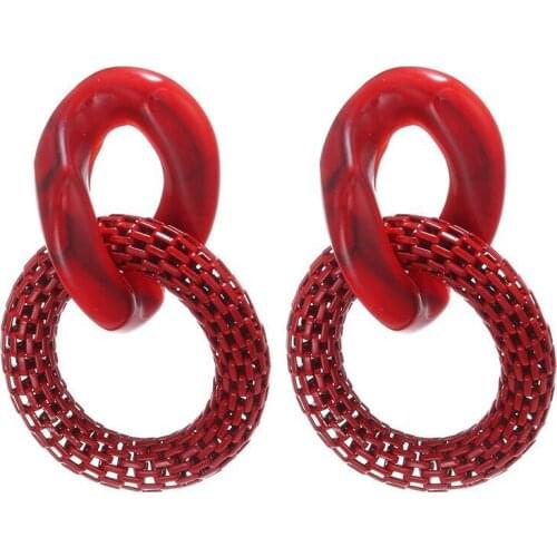 European Statement Acrylic Chain Round Dangle Earrings For Women Geometry Big Circle Earing Acetate Brincos New ZA Jewelry Gift