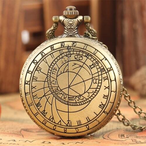 Hot Sale Bronze Quartz Pocket Watch with Necklace Chain Pendant Vintage Pendant Pocket Clock Gifts Men Women reloj de bolsillo