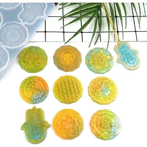 Flower of Life Pendant Crystal Epoxy Resin Mold Jewelry Necklace Earrings Silicone Mould DIY Crafts Casting Tool
