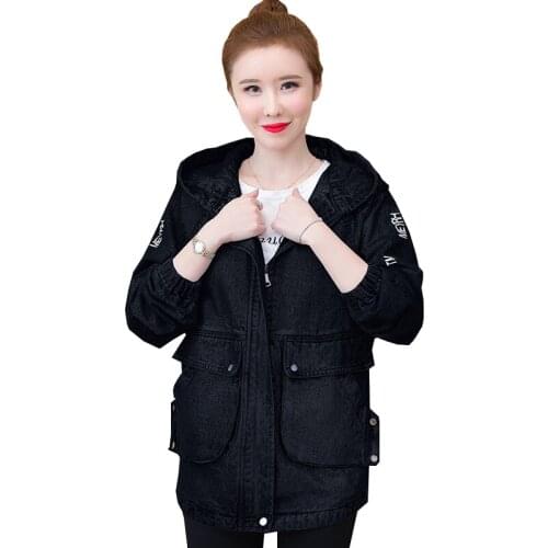 Fried Street Thin Denim Jacket Women Overcoat New Spring Autumn Jackets Female Fashion Loose Oversize Long Hooded Coat Lady Tops