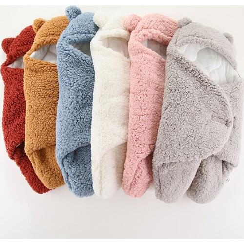 Cute Newborn Baby Boys Girls Blankets Plush Swaddle Wrap Ultra-Soft Fluffy Fleece Sleeping Bag Cotton Soft Bedding Set