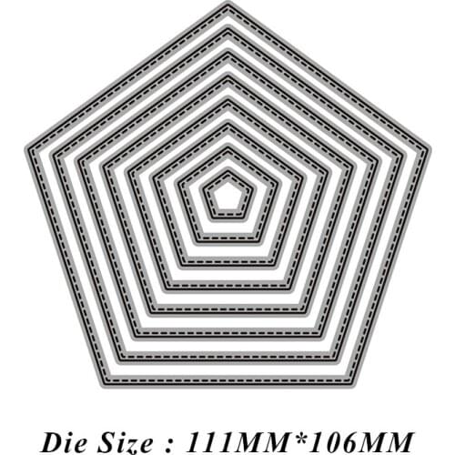 Multi-layer Pentagon Base Border Metal Cutting Dies Scrapbook Paper Craft Knife Mould Stencils 2021 New Making Die Cuts