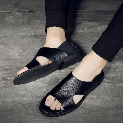 New Trend Sandals Roman Soft Bottom Leather Men Casual Shoes Beach Shoes Slippers Comfortable All-match Drving Men Shoes