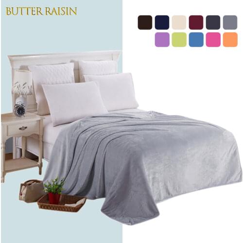 Soft Warm Coral Fleece Blanket Flannel Plush Throw Blankets On Sofa Bed Travel Light Thin Mechanical Wash Solid Color Bedspread