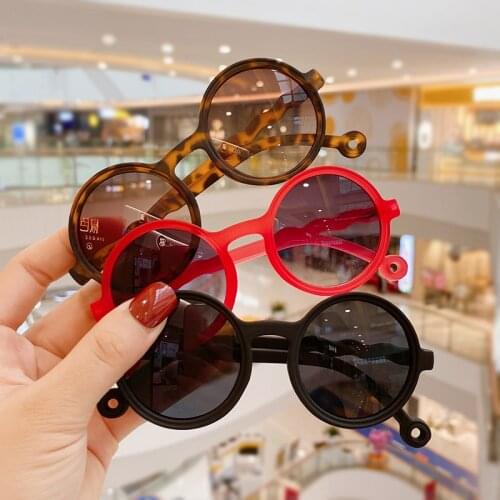 2021 New Children Kids Colors Round Polarized UV Sunglasses Leopard Solid Boy Girls Lovely Eyeglasses Cute Baby Shades Eyewear