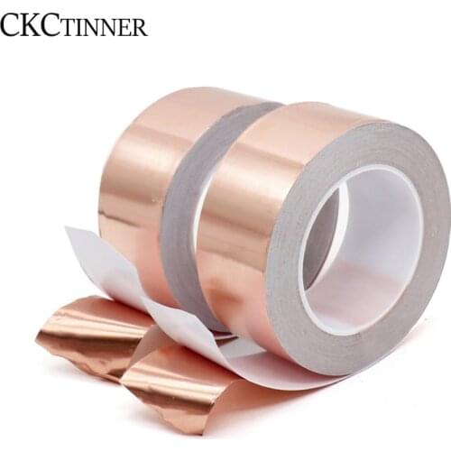 30 Meters Single-sided Conductor Copper Foil Tape EMI Shielding Heat Resist Tape Repair Adhesive Tape 5/8/10/12mm