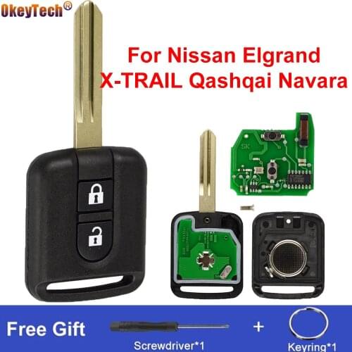 OkeyTech 433MHZ ID46 Chip 2 Buttons Replacement Remote Car Key Fob For Nissan Elgrand X-TRAIL Qashqai Navara Miicra Note NV200