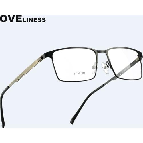 Titanium Alloy Fashion Square Glasses Frame Men Optical Men EyeGlasses Prescription Myopia Male Metal Full Screwless Eyewear