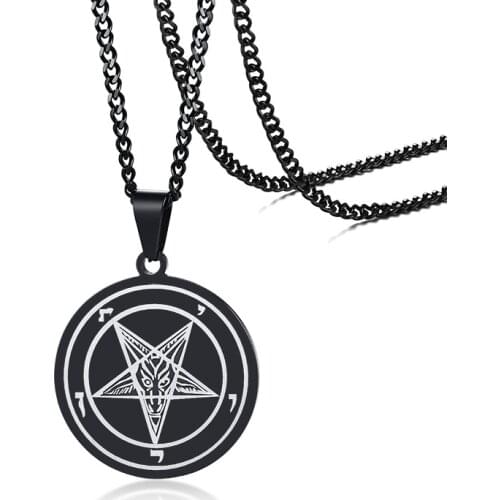Sigil Of Baphomet Inverted Pentagram Pendant Necklace For Men Satanic Pagan Satan Jewelry