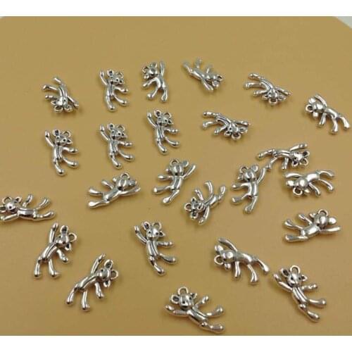 50Pcs Antique Silver Zinc Alloy Bear Charms Pendants For Jewelry Making Charm Handmade DIY 13*18mm