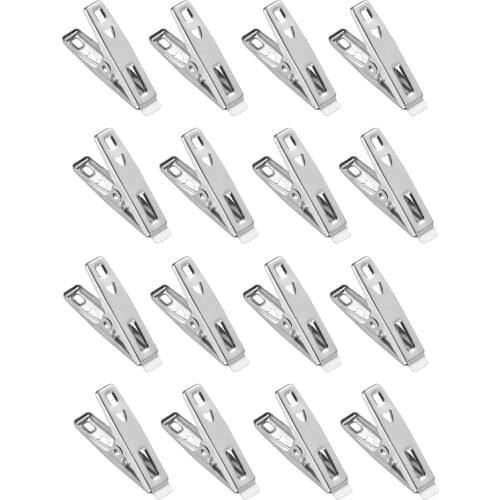 16Pcs Stainless Steel Clothespin Paper Clips Utility Metal Laundry Pegs
