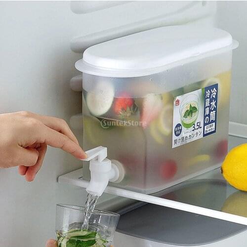 Fridge Water Jug Cold Lemon Juice Pitcher Beverage Drink With Faucet Kitchen Refrigerator Fridge Freezer 3.5L Transparent