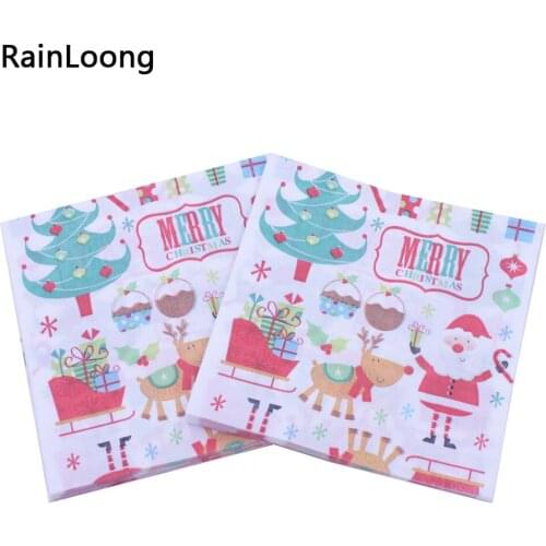 [RainLoong] Christmas Santa Paper Napkins Tissue Serviettes For Christmas Party Decoration Decoupage 33*33cm 1 pack