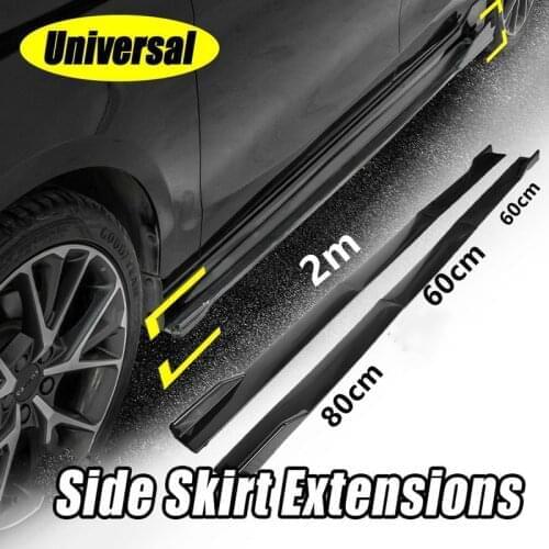1 Pair 2M Universal Side Skirts Extension Rocker Panels Lip Splitters Surrounded Blade Bumper Car Styling For BWM Benz Toyota