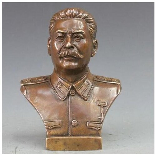 YM 305 Western Bronze Copper Politician Joseph Vissarionovich Stalin Bust Art Statue