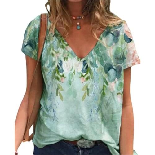 Summer T-shirt Tops 2021 Fashion Streetwear Tee Women Floral Print Casual T Shirt Short Sleevet-shirts Plus Size Drop Shipping