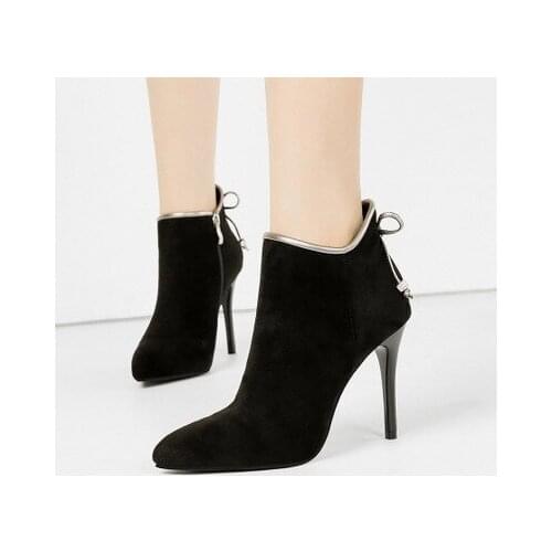 Koovan Womens Booties Female 2020 New Martin Boots Pointed High Heels Girls Shoes Flip Skin Light Womens Boots Pumps