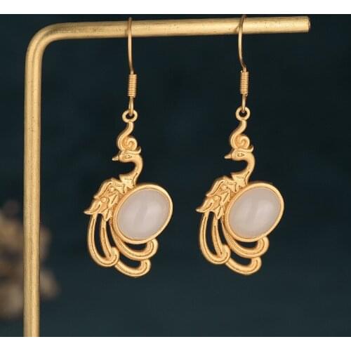 Retro Cute Bird White Stone Earrings for Women Elegant Palace Ethnic Dating Animal Jewelry 2021 Trend Fashion Friends Gift M4