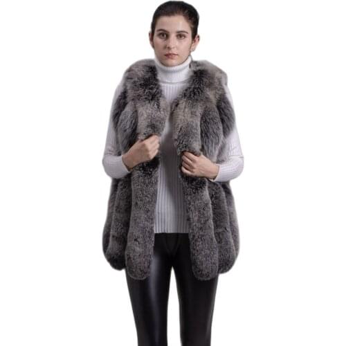 QIUCHEN PJ8097 2020 new Arrival Freeshipping Full Pelt Solid Real Fox Fur Vest Women Winter Gilet Genuine Coat Sleeveless
