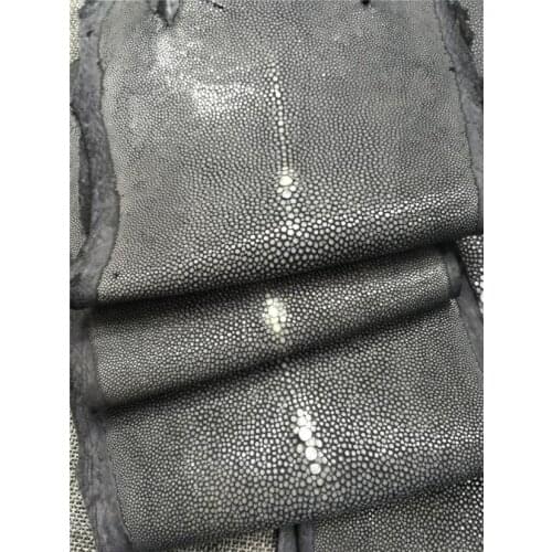 1pcs black Genuine Stingray Skin Leather Hide Pelt Black About 1.1mm thick