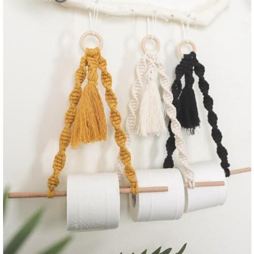 1PC Cotton Rope Curtain Tiebacks And Toilet Paper Dispenser Boho Style Home Decor Wall Mount Tissue Roll Storage Holder Tiebacks