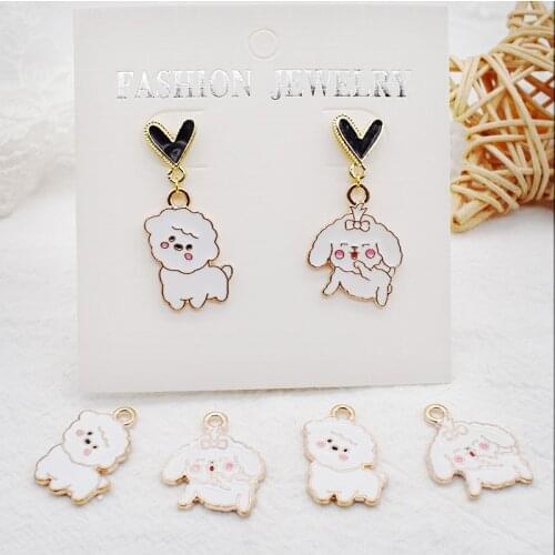 10pcsDripping Cartoon Blushing Puppy Jewelry Accessories DIY Earrings Keychain Pendant Material Shy Pomeranian Enamel Pendant