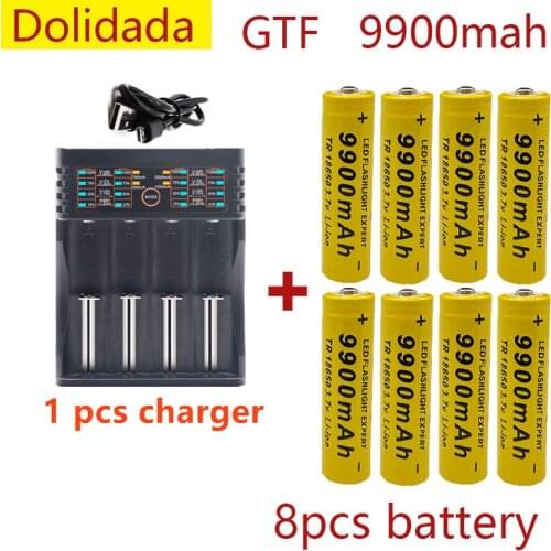 100% New Original 18650 battery 3.7V 9900mAh rechargeable liion battery for Led flashlight battery Wholesale +401 charger