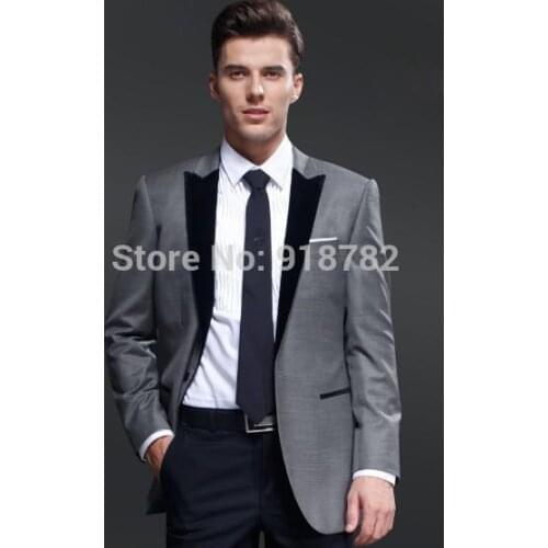2017 Custom Made Black Pants Dark Grey Groom Suits Formal Tuxedos for Men Business Men Suits New Design Wedding Brand Clothing