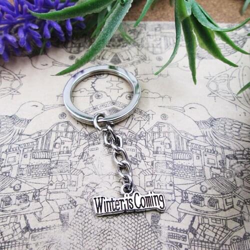 3pcs /lot winter is coming 28mm Keyring Metal Chain Silver Color Men Car Gift Keychain