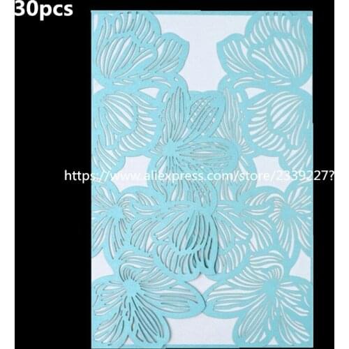 30pcs/lot Elegant Flower Style Wedding Invitation Laser Cut Cards With Blank Inner Sheet Wedding Event Supplies 5Z-SH072-30