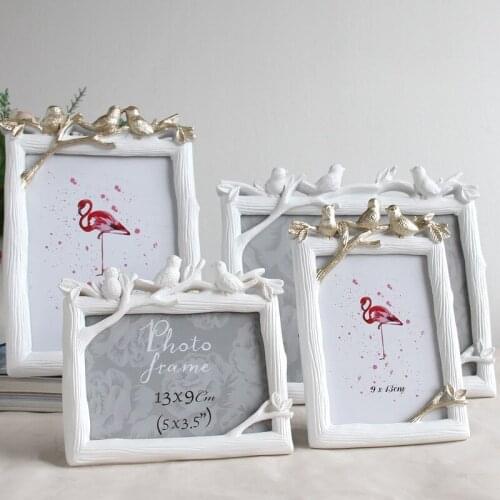 3D Bird Resin Photo Frame Vintage Tree Pictures Wedding Bedroom Wall Desktop Decor Ornament Gift Rectangle Picture Frame Set