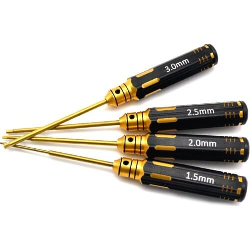 4PCS 1.5mm 2mm 2.5mm 3mm DIY Hexagonal Hex Screw Driver Tool Set Screwdriver Titanium Plating Hardened For RC Drone Models