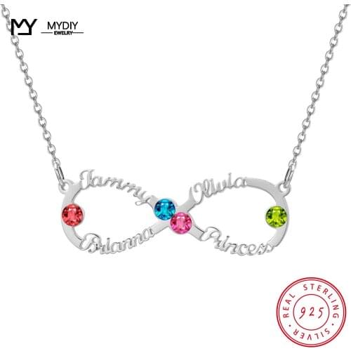 925 Sterling Silver Shiny Full Zircon Pendant Necklaces Gift Custom Text Birthstone 2021 Trend Minimalist Fine Jewelry MYDIY