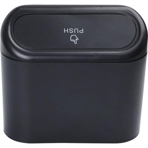 Car Trash Bin Hanging Vehicle Garbage Dust Case Storage Box Black Abs Square Pressing Type Trash Can Auto Interior Accessories